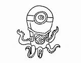 Coloring Octopus Minion Coloringcrew sketch template