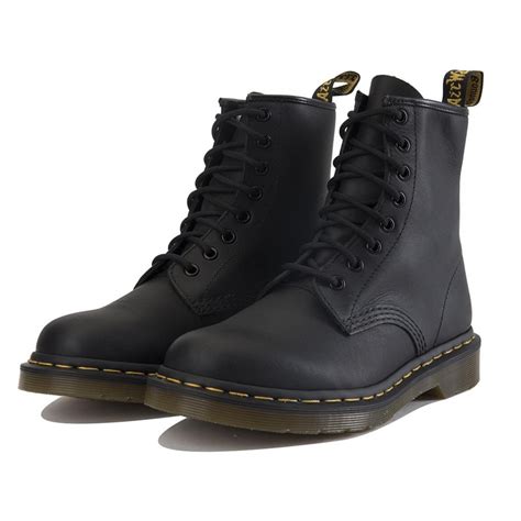 dr martens unisex  black greasy boots