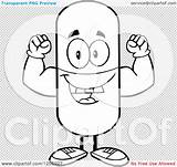 Flexing Mascot Pill sketch template