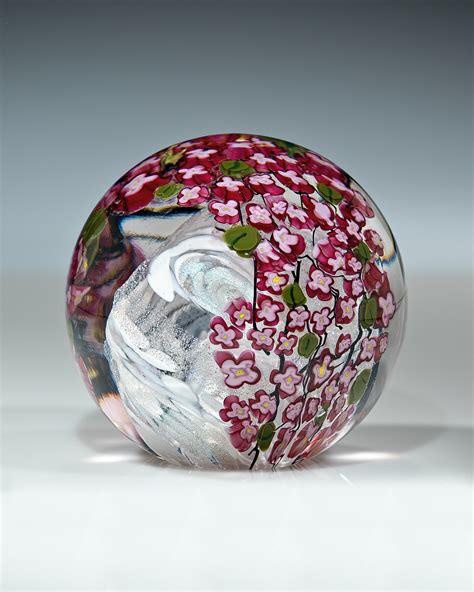 Cherry Blossom Paperweight By Shawn Messenger Art Glass Paperweight