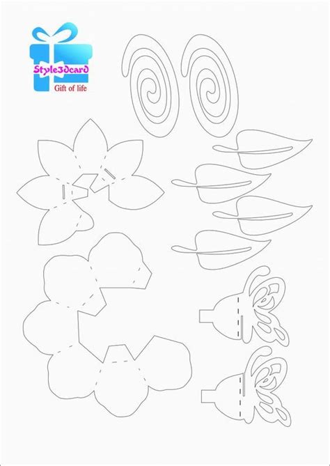 printable flower pop  card template