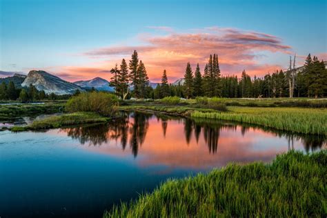 wallpaper trees landscape forest mountains sunset lake water nature reflection grass