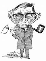Sartre Paul Jean Caricature Levine David Nybooks Drawing Illustration Gif sketch template