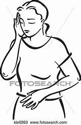 Cramps Headache Drawing Woman Clipart Fotosearch sketch template