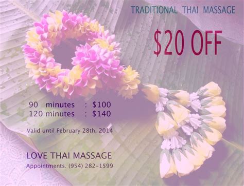 promotion of the month of love thai massage deep tissue massage