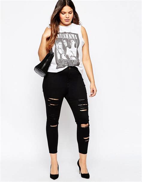 asos curve ridley skinny ankle grazer jeans in clean black
