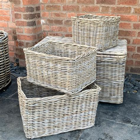 rectangle wicker baskets country abodes
