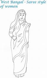 Coloring Bangal West Dressing Women Kids Pdf Open Print  sketch template