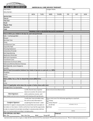 caregivers america timesheet fill  sign printable template