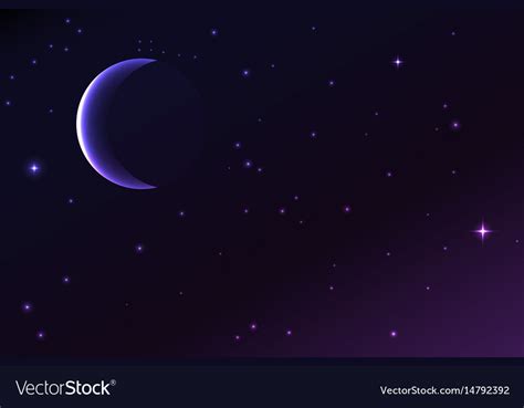 night sky with a crescent moon and stars vector image