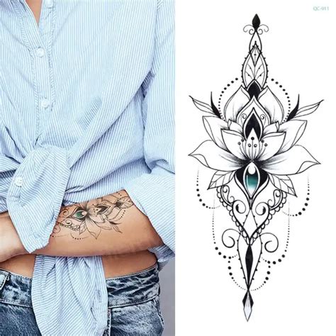 mandala lotus flower tattoo mehndi henna stickers for hands sexy arab