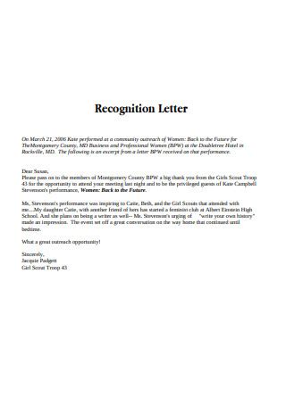 sample recognition letters   ms word google docs outlook