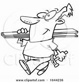 Fencer Cartoon Carrying Planks Outline Toonaday Illustration Royalty Rf Clip Nailing Boards sketch template