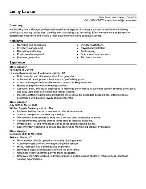store manager resume  livecareer