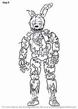 Fnaf Springtrap Coloring Pages Freddy Nights Five Drawing Draw Spring Step Freddys Trap Printable Color Animatronics Drawings Foxy Print Easy sketch template