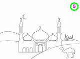 Mosque Coloring Blue Template sketch template