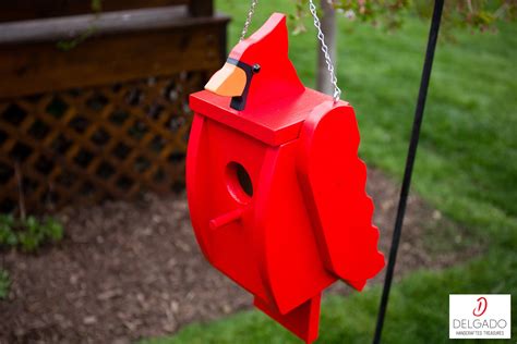 cardinal bird house birdhouse hand painted solid wood  etsy