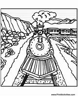 Train Coloring Pages Tracks Steam Trains Track Printable Railroad Drawing Cartoon Engine Sheets Draw Clipart Travel Colouring Old Santa Kids sketch template