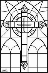 Coloring Cross Stained Glass Pages Adult Sheets Window Stain Crosses Windows Choose Board sketch template