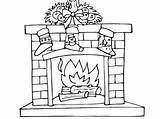 Fireplace Coloring Drawing Pages Stockings Stocking Over Choose Board sketch template