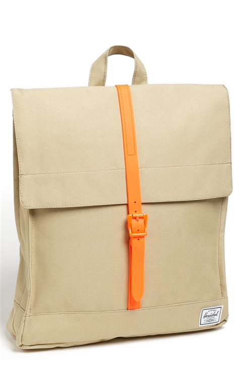 herschel supply  city backpack  orange khaki orange lyst