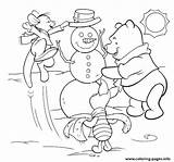 Coloring Christmas Pages Pooh Winnie Disney Printable Snowman Winter Color Print Sheet Kids Friends Making Sheets Pritnable Clipart Colouring Snow sketch template