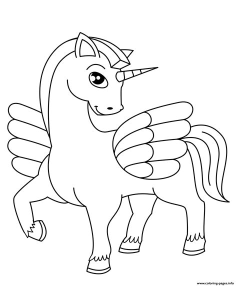 cute winged unicorn coloring page printable