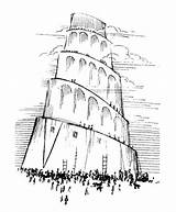 Babel Tower Coloring Lot Building Man sketch template
