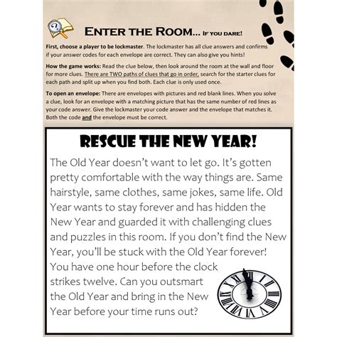 years escape room game adventure party game printable  kids