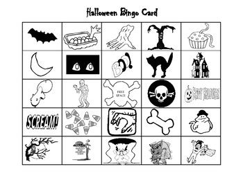 happy halloween bingo game  black  white   joyful teacher