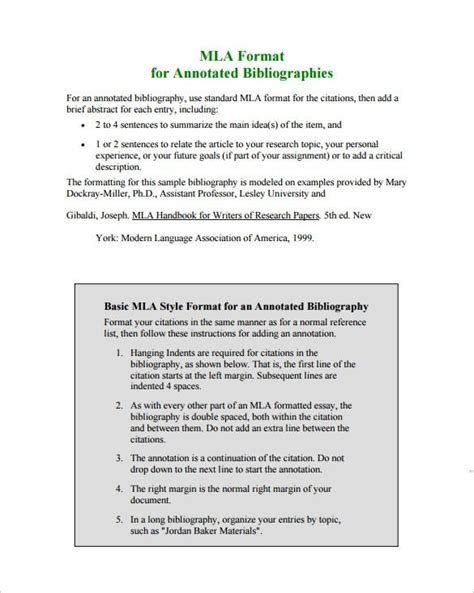 template  annotated bibliography  mla mla style guide  edition mla annotated
