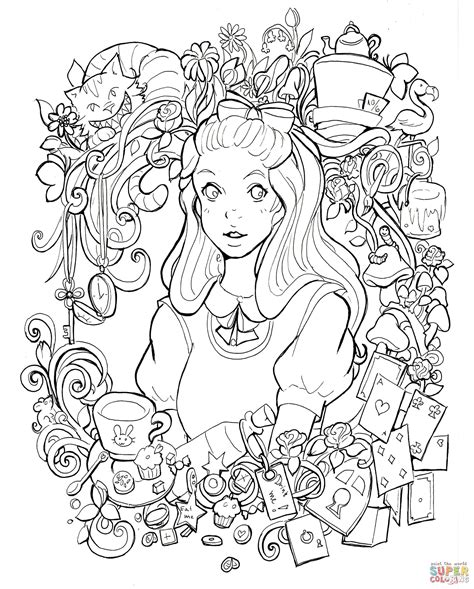 alice  wonderland coloring page  printable coloring pages