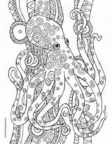 Coloring Pages Meditative Octopus Underwater Sheets Adult Colouring Mandala Print Book Books Adults Sheet Pdf Mindful Meditating sketch template