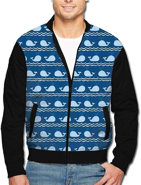 amazoncom jacketyy striped wave whales  blue mens casual zipper