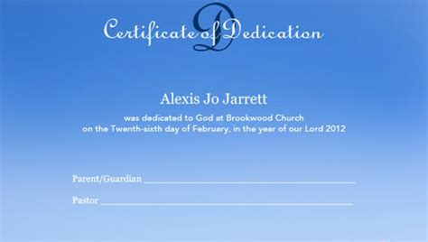 baby dedication certificate template   word  documents