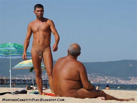 Wearing Cock Cage At The Beach