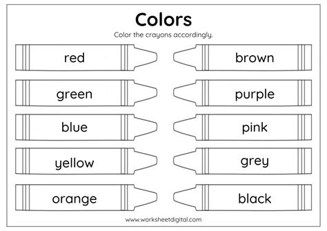 colors worksheet digital