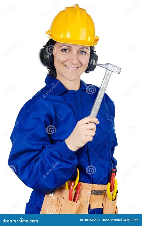 lady construction worker stock image image  hard building