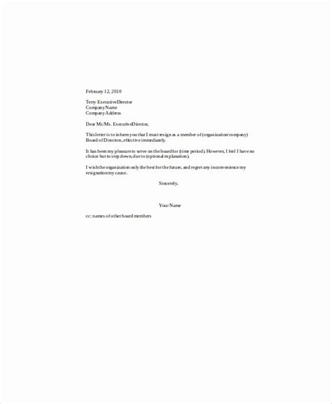 resignation letter  nonprofit board