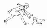 Coloring Girl Chasing Chicken Hen Pages Printable Clipart Categories sketch template