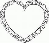 Hearts Coloring Valentine Printable Sheets Popular sketch template