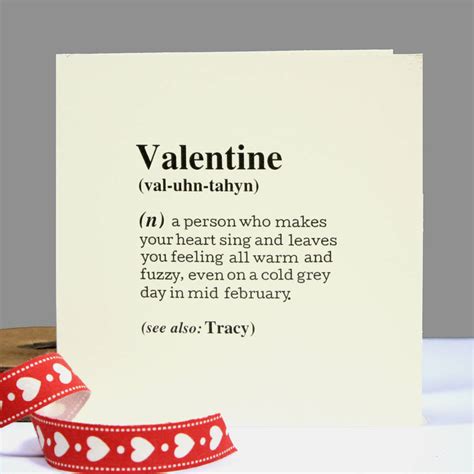 personalised valentine definition card cream by betsy jarvis