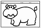 Hippopotamus Coloring Pages Kindergarten Kids sketch template