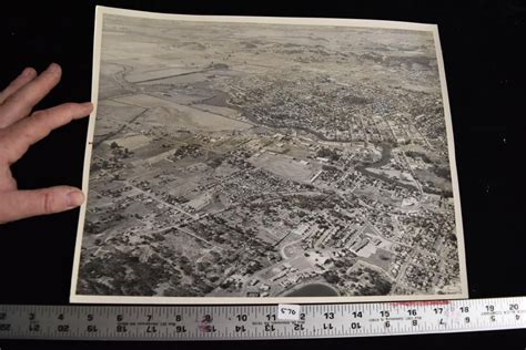 large antique vintage black  white areial veiw map