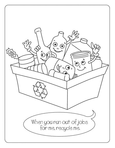 recycling page  kids printable picture coloring home