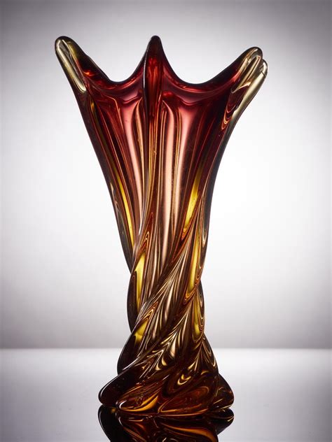 Unique Freeform Honey Amber Murano Glass Vase At 1stdibs