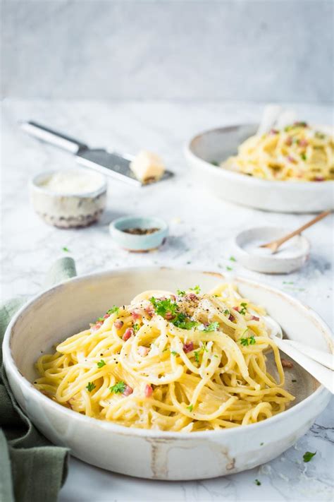 spaghetti carbonara mit sahne dafuer ohne ei kochen und