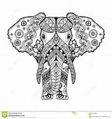 Elephant Zentangle Stylized Vector Coloring Adult African Animal Ethnic Abstract sketch template