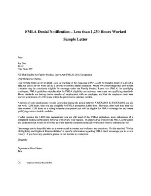 fmla denial letter form fill   sign printable  template