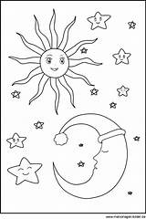 Mond Coloring Designlooter Ausmalbilder Sonne Sterne Und sketch template